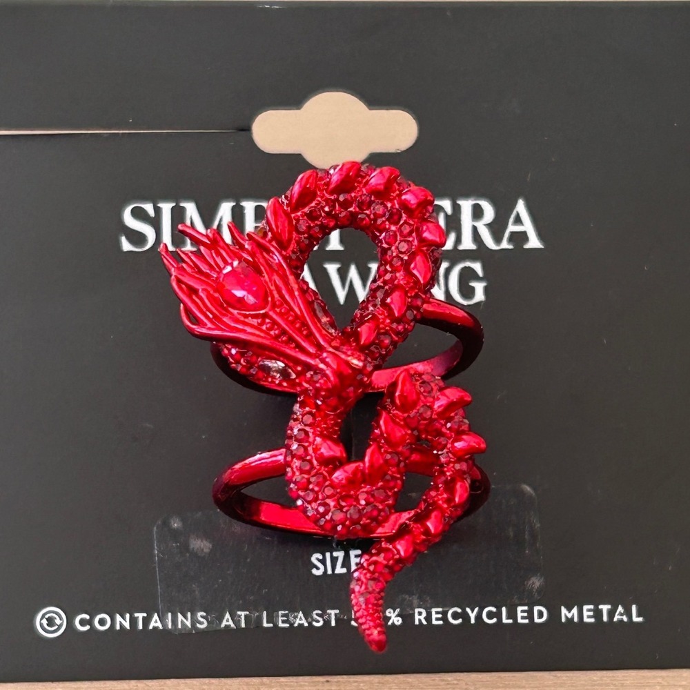 Simply Vera Vera Wang Red Dragon Ring Gothic with Rhinestones Size 8